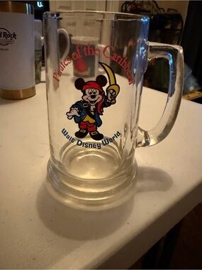 Vintage Disney Pirates of the Caribbean Mickey Mouse Glass Beer Mug - Clear